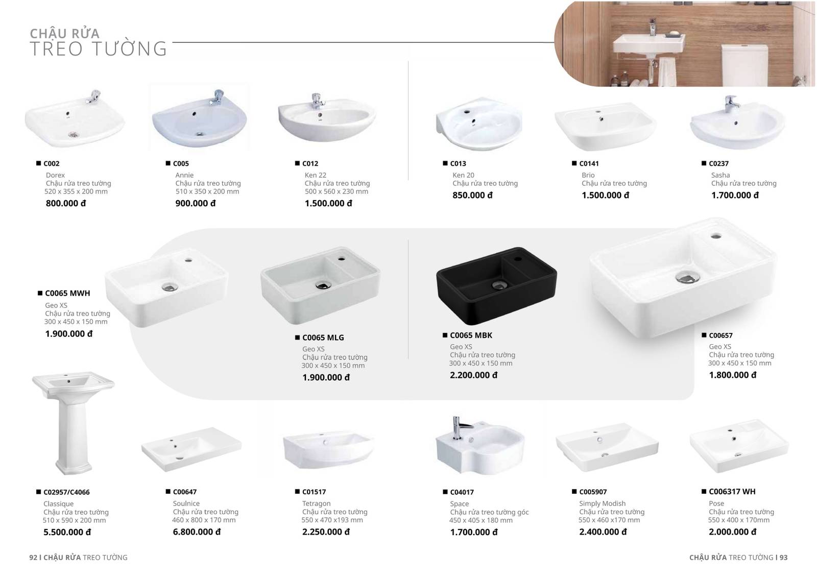 Thiết bị vệ sinh COTTO Catalogue và Bảng giá mới nhất 2025 /Page 45